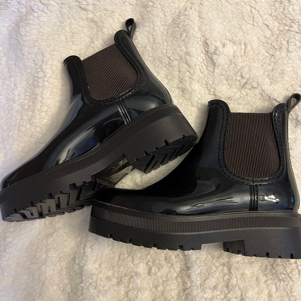 Dark Brown Women's Chelsea Rain Boots - Picture 5 of 5